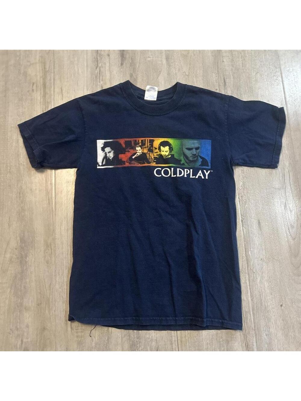 Coldplay Men's Navy and Blue Tshirt